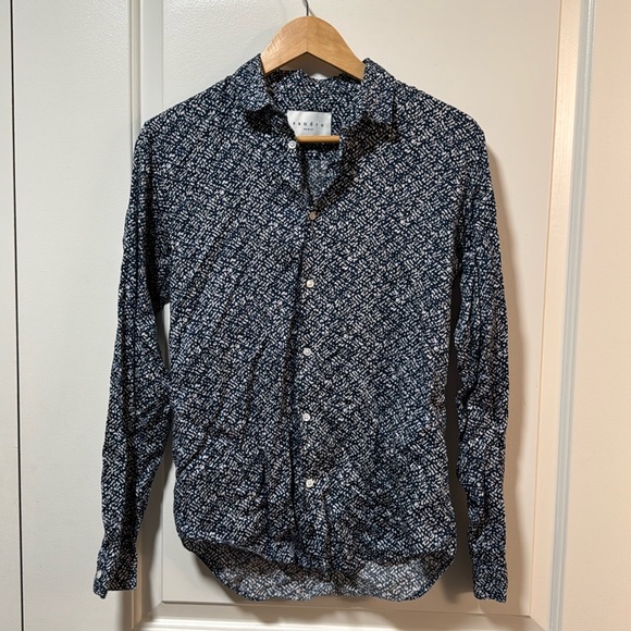 Sandro Paris Blue and white patterned cotton button down size small - Picture 1 of 5